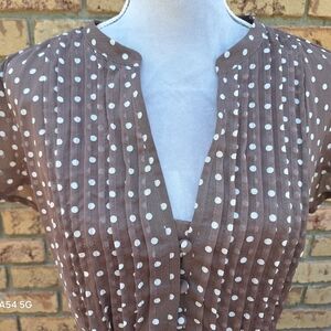 MSK Brown Polka Dot Midi Dress Size 14